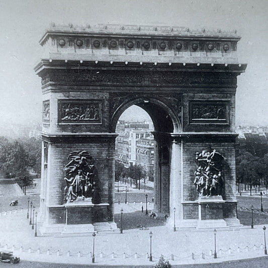 Antique 1930s Paris Arc De Triomphe France Stereoview Photo Card V2944