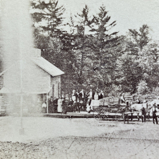 Antique 1870s Spouting Spring Saratoga Springs NY Stereoview Photo Card V495