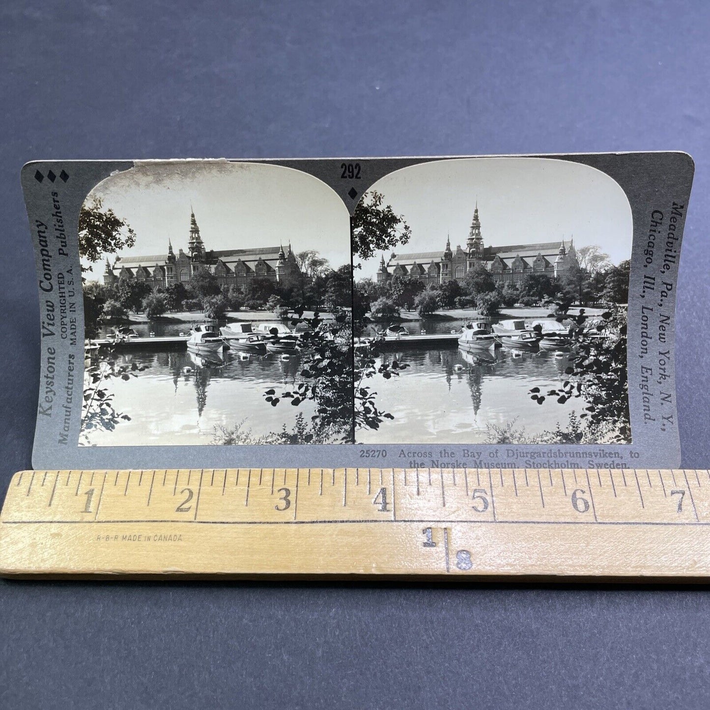 Antique 1920s Djurgardsbrunnsviken Stockholm Sweden Stereoview Photo Card P1949