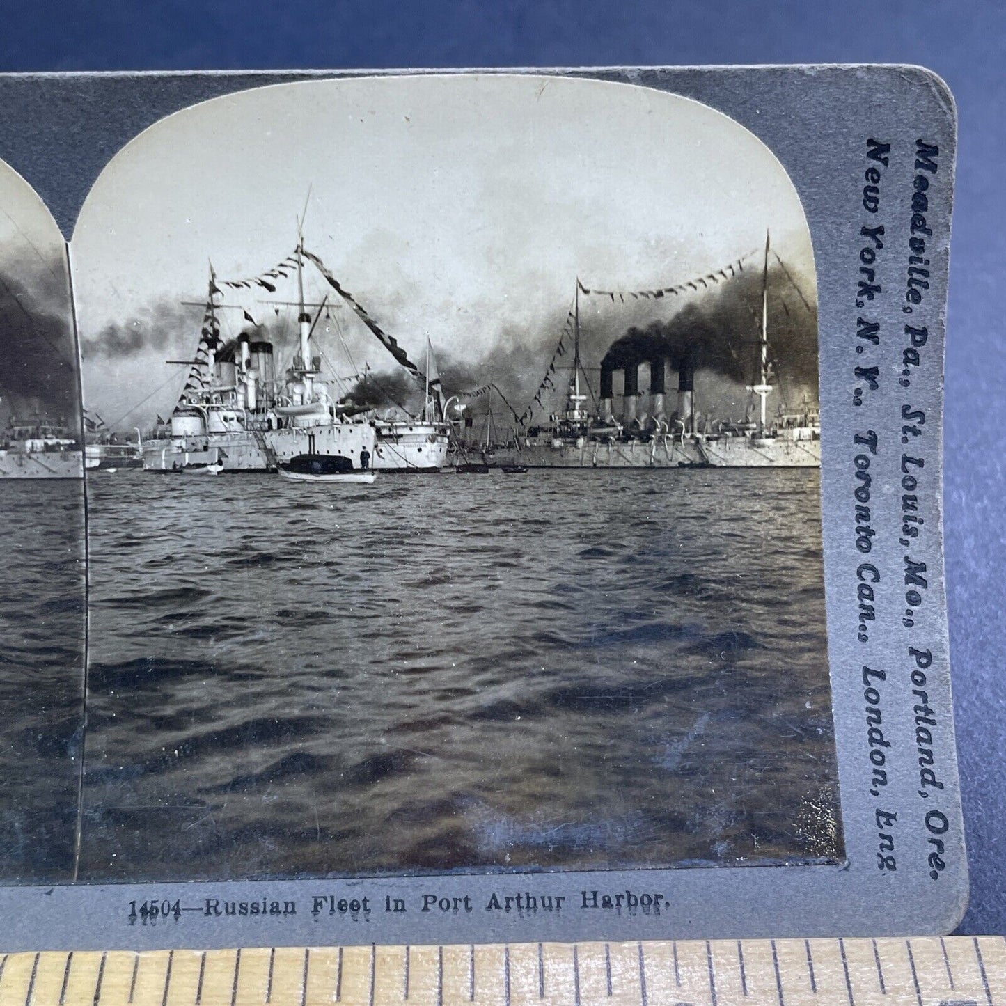 Antique 1904 Russian Navy Fleet Attacks Japan Stereoview Photo Card P1912