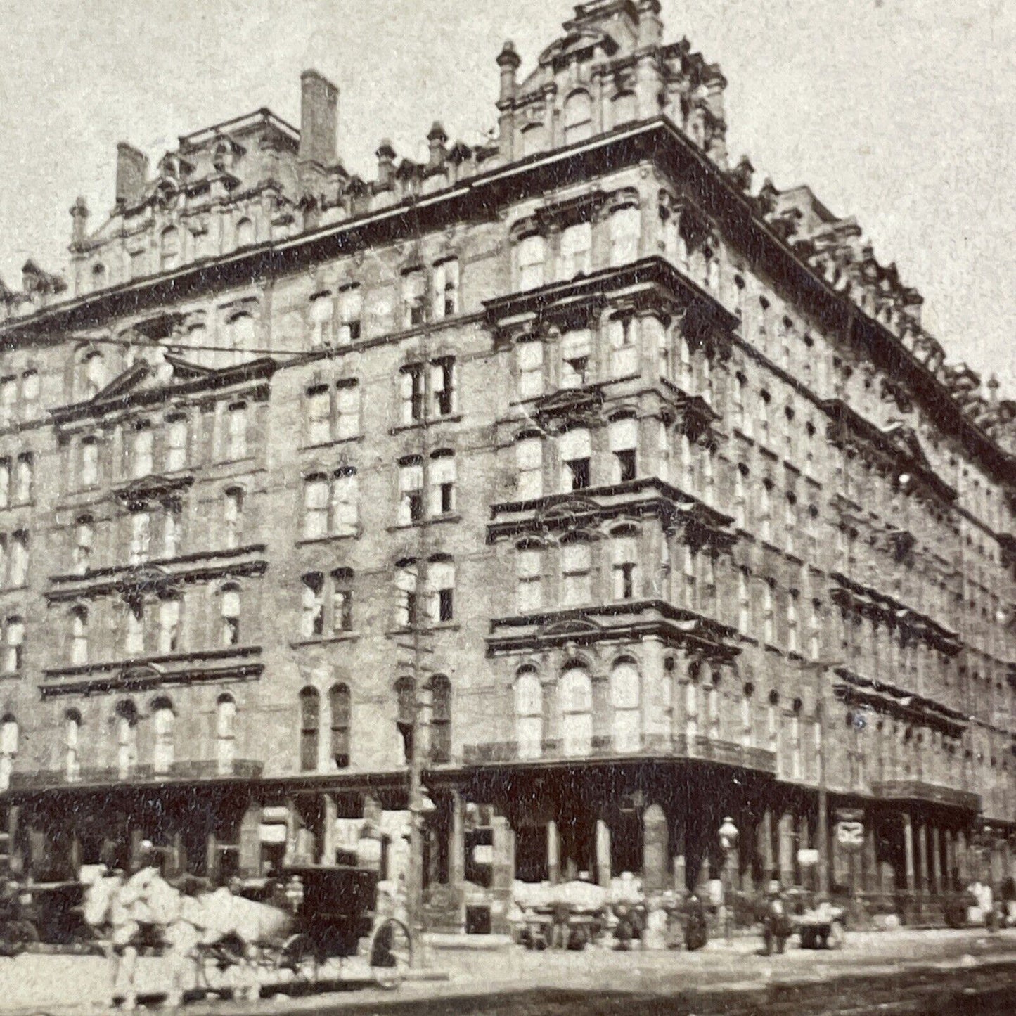 Sherman House Hotel Stereoview Randolph Street Chicago Antique c1872 X2414