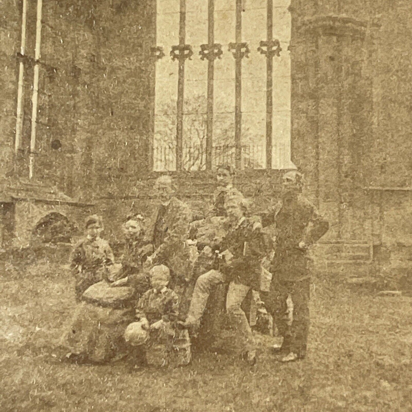 Soldiers & Family At Melrose Abbey Scotland Stereoview Antique c1870 X2792