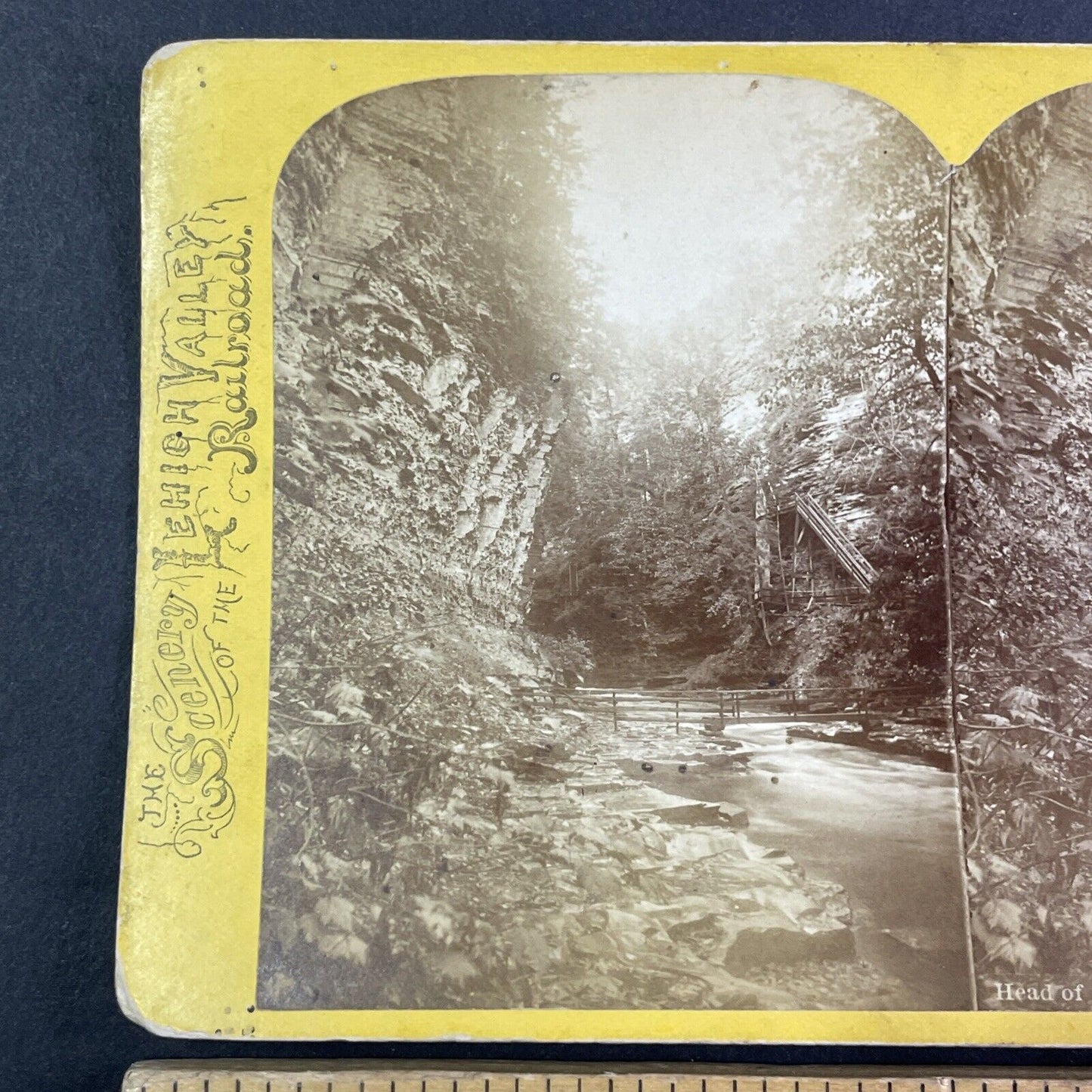 Lehigh Valley Railroad Stereoview Cathedral Watkins Glen Antique c1870s Y2171