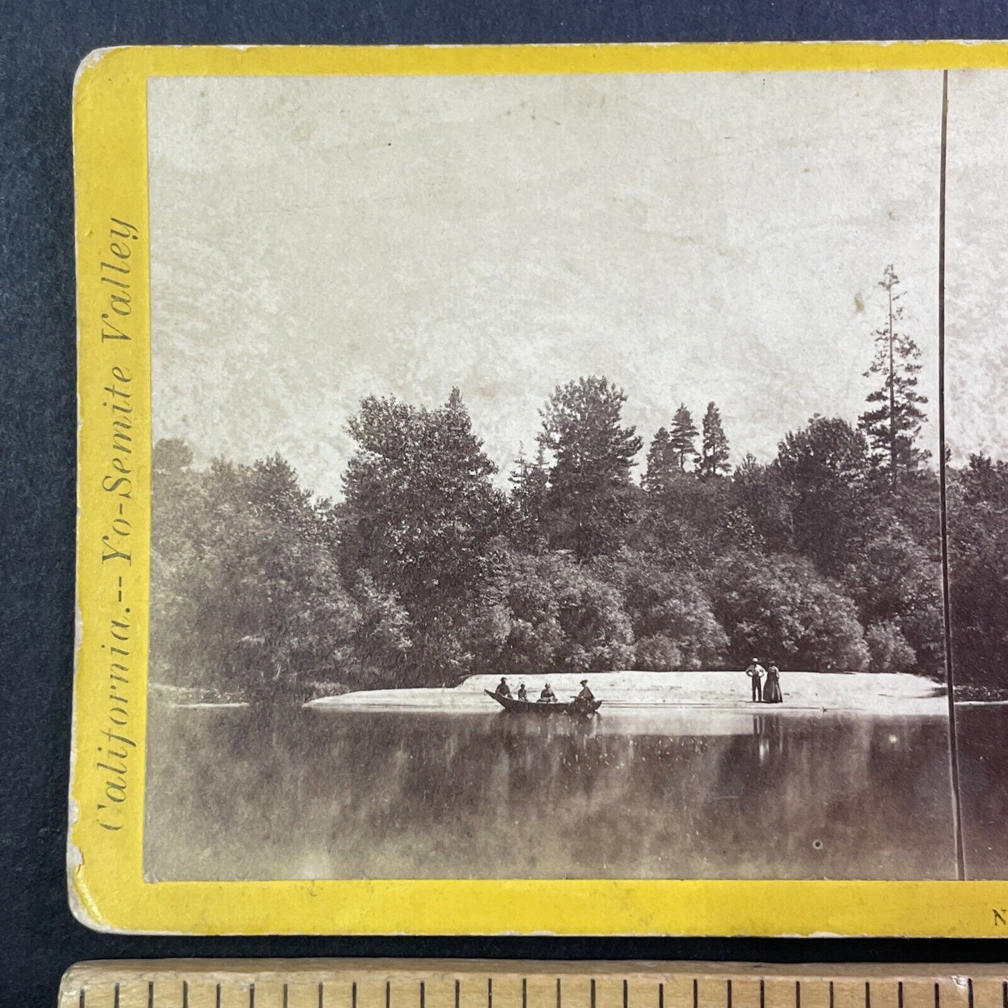 Boating on Mirror Lake Yosemite CA Stereoview J.P. Soule Antique c1870 Y027