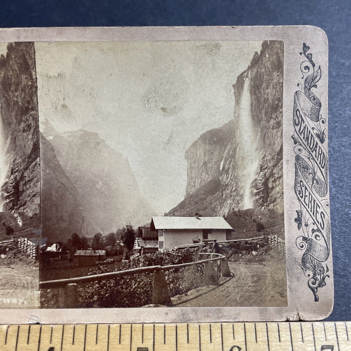 Antique 1880s Lauterbrunnen Switzerland Swiss Village Stereoview Photo Card 5202