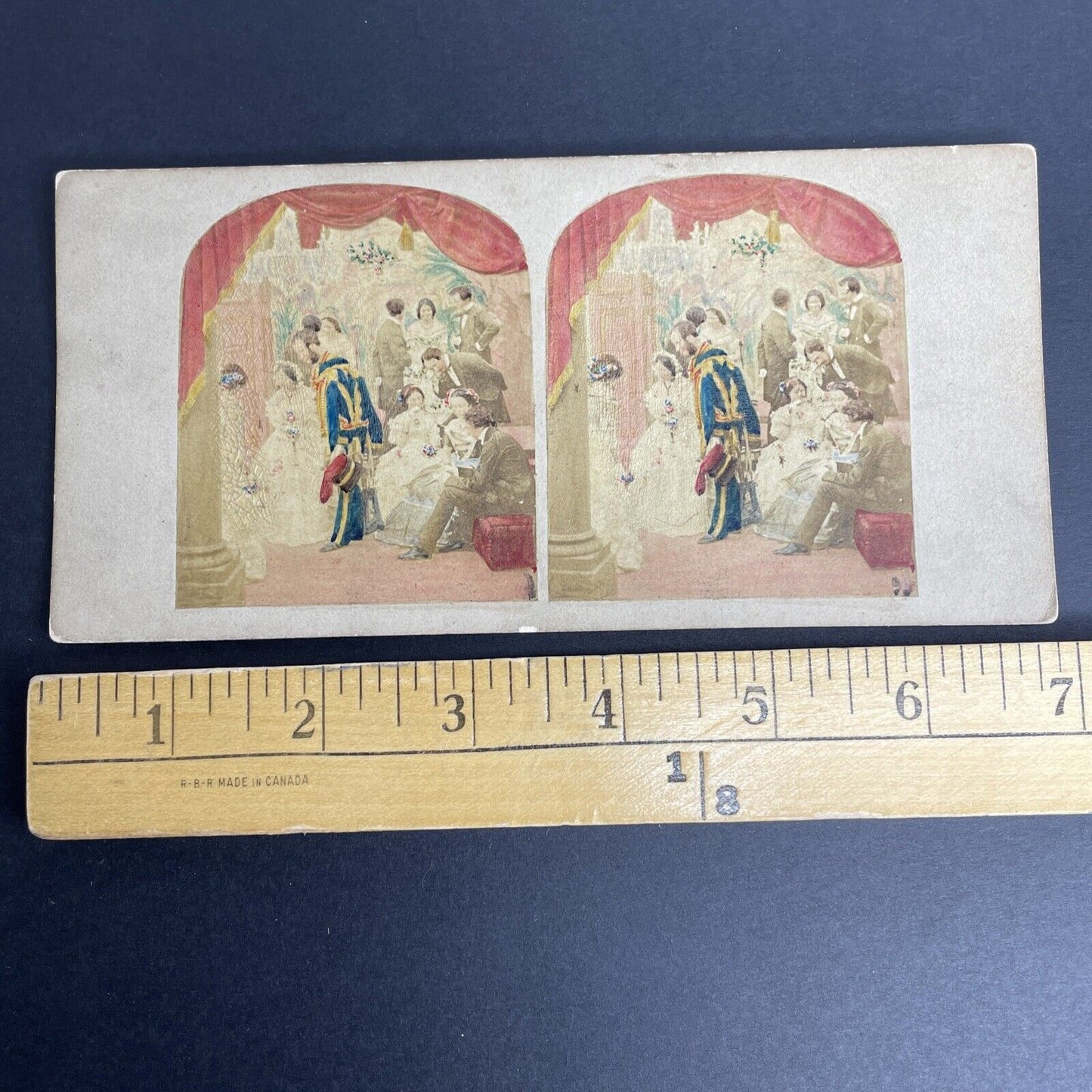 Antique c1840s Women & Men At A Paris Ballroom Stereoview Photo Card PC825