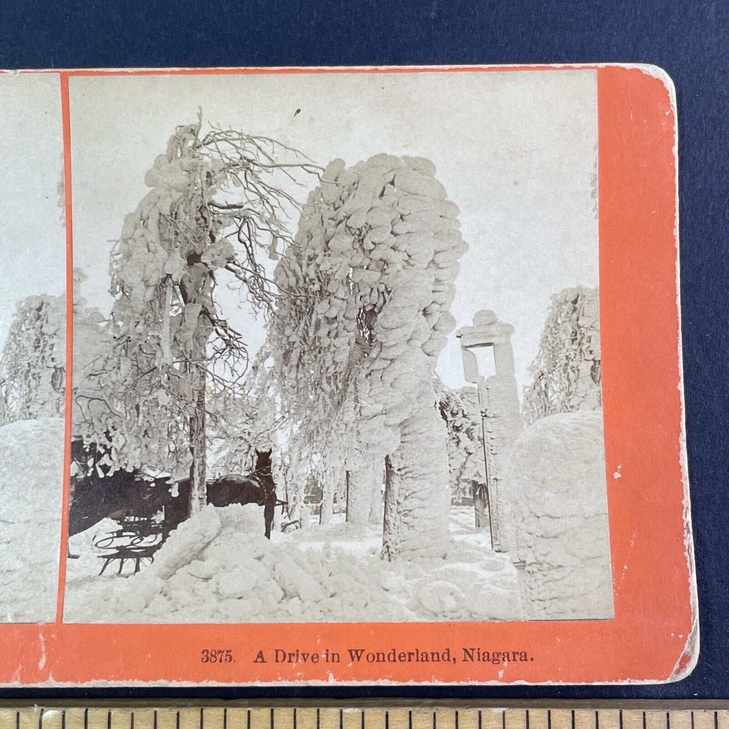Snowstorm Buries Niagara Falls Luna Island Stereoview Antique c1886 X4114