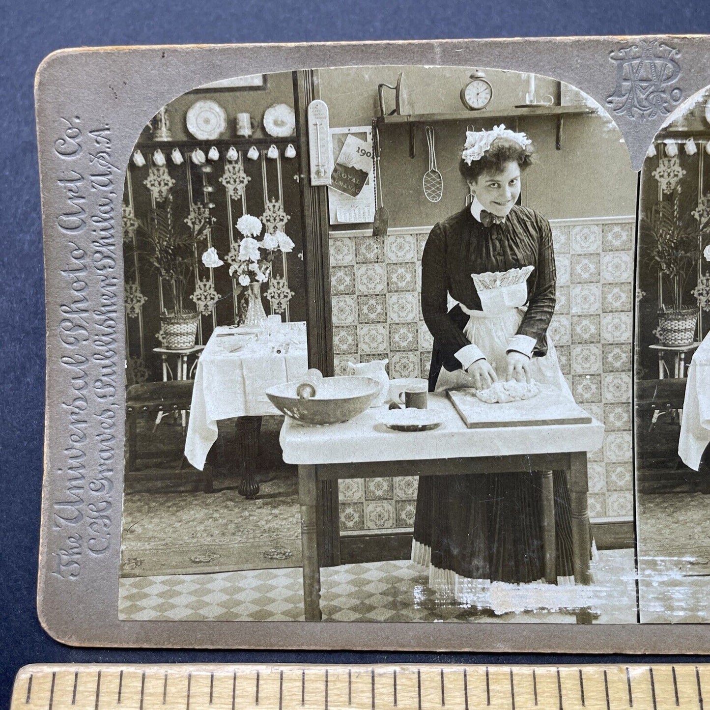 Antique 1901 French Maid Flirts With Cameraman Stereoview Photo Card P2582