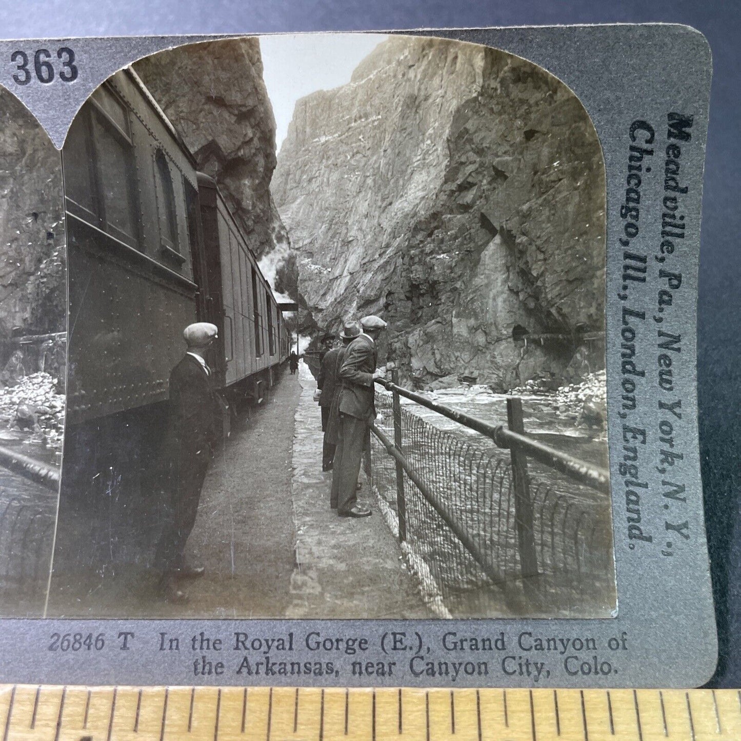 Antique 1910s Railroad Workers Canyon City Colorado Stereoview Photo Card P3212