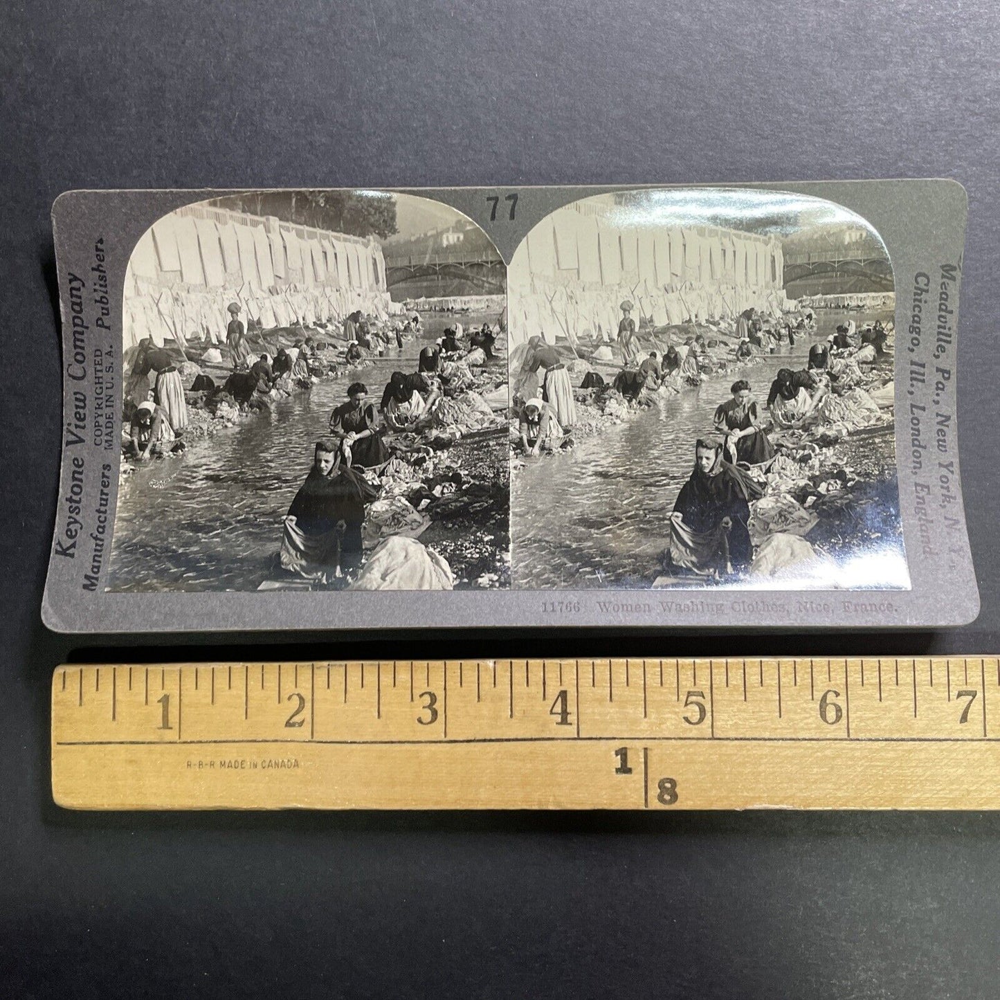 Antique 1913 Women Washing Clothes Nice France Stereoview Photo Card P1428