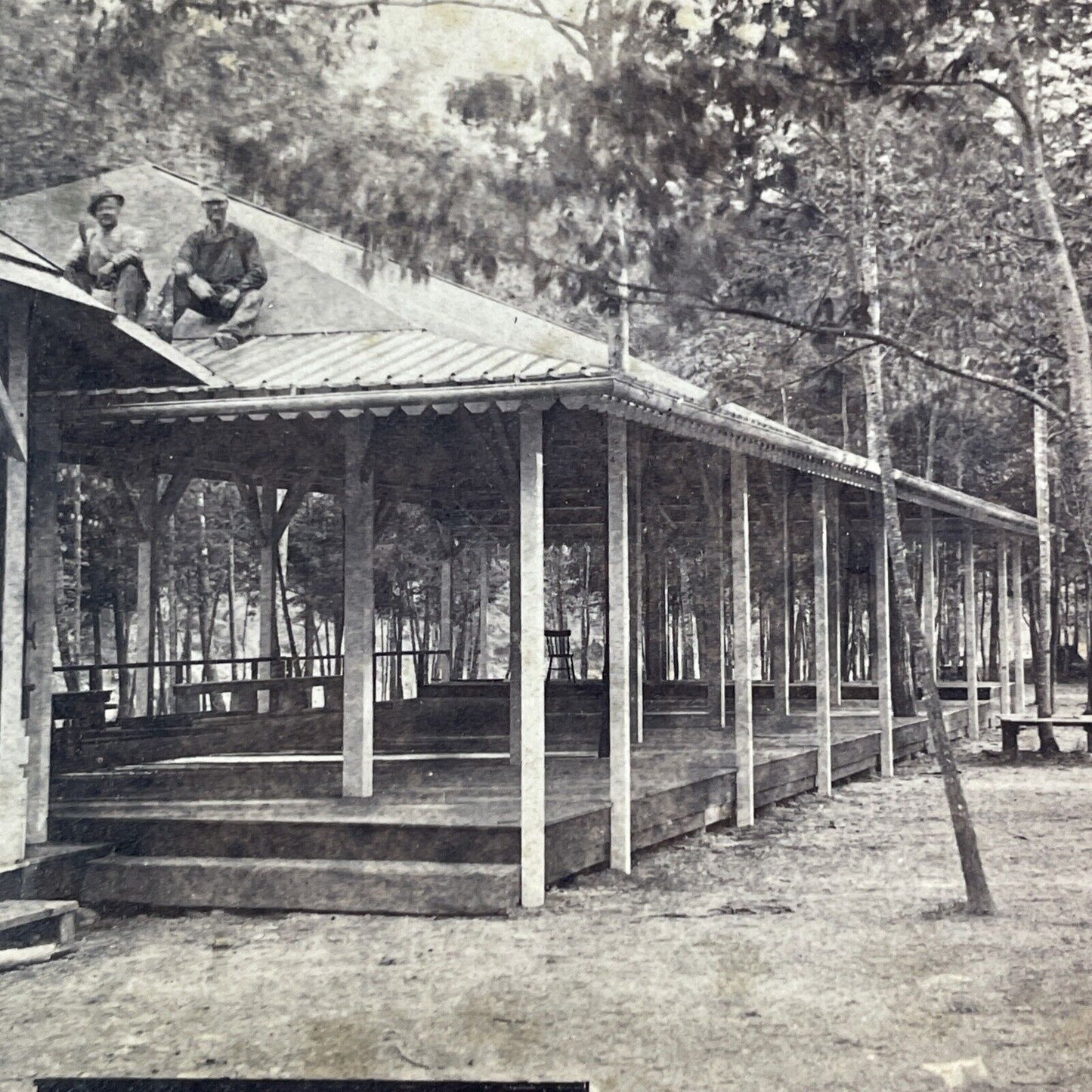 High Rock Grove Pavilion Beacon Falls Connecticut Stereoview c1870s Y2419