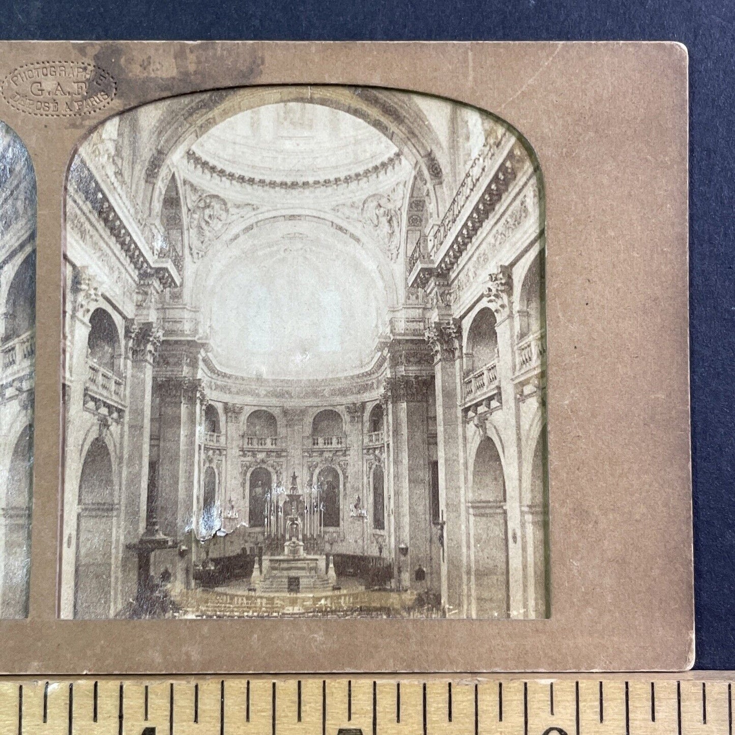 Saint Paul Church Paris France Stereoview French Tissue Antique c1860s XT2137