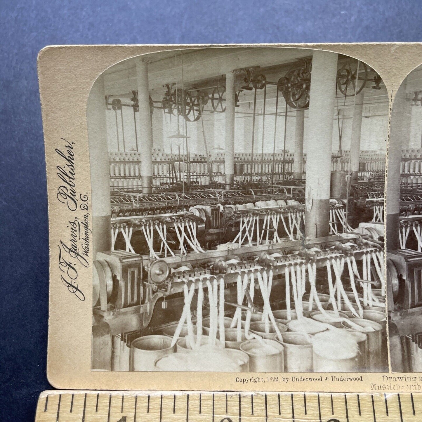 Antique 1892 Cotton Mill Spin Room Augusta Georgia Stereoview Photo Card P2399