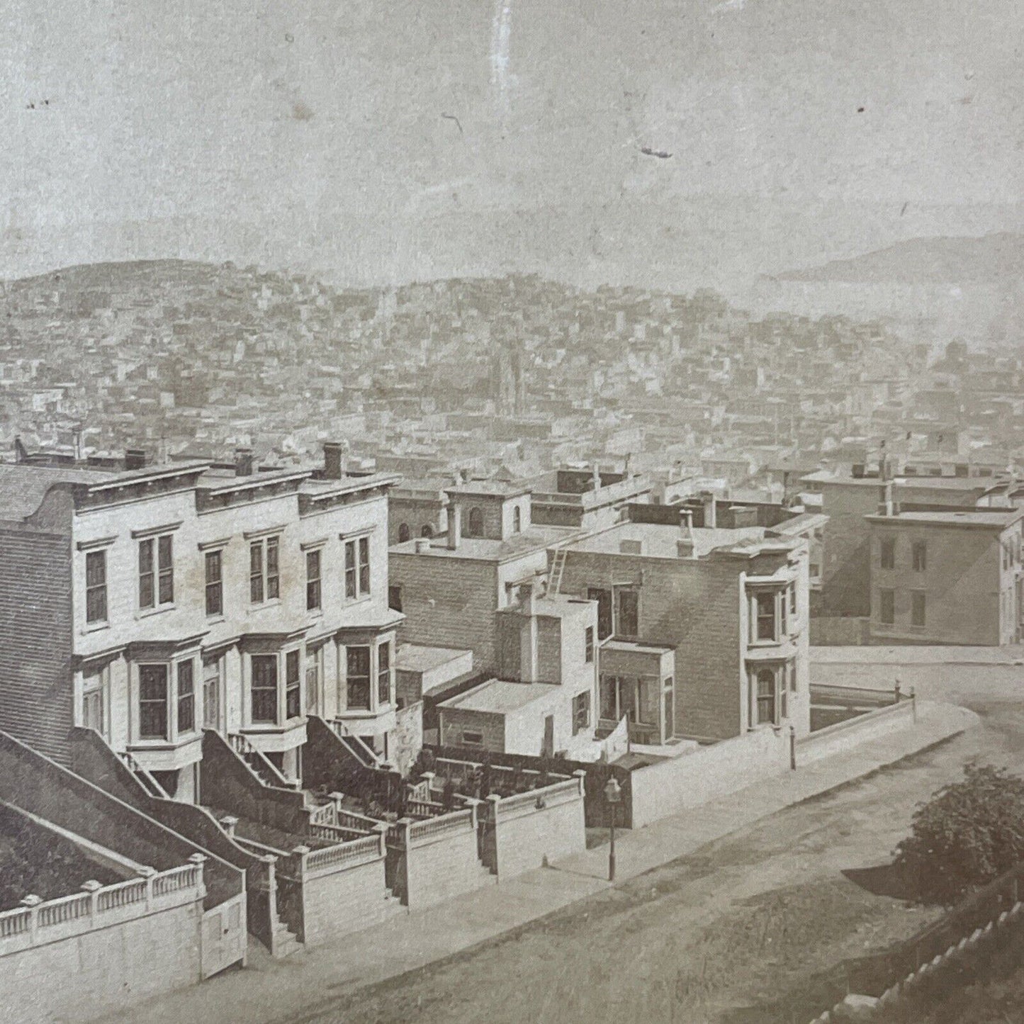 Nob Hill San Francisco Stereoview Photo Card BW Kilburn Antique c1870 X851