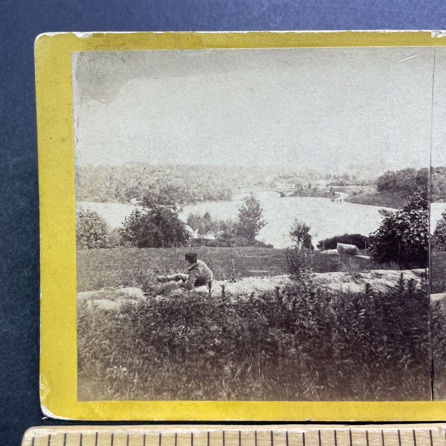 Antique 1863 Central Park Manhattan New York City Stereoview Photo Card V3419