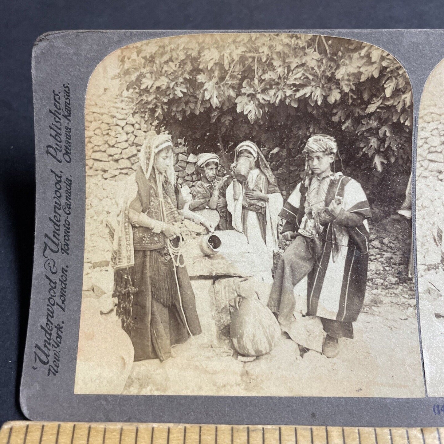 Antique 1900 An Arranged Marriage Wedding In Israel Stereoview Photo Card P4410