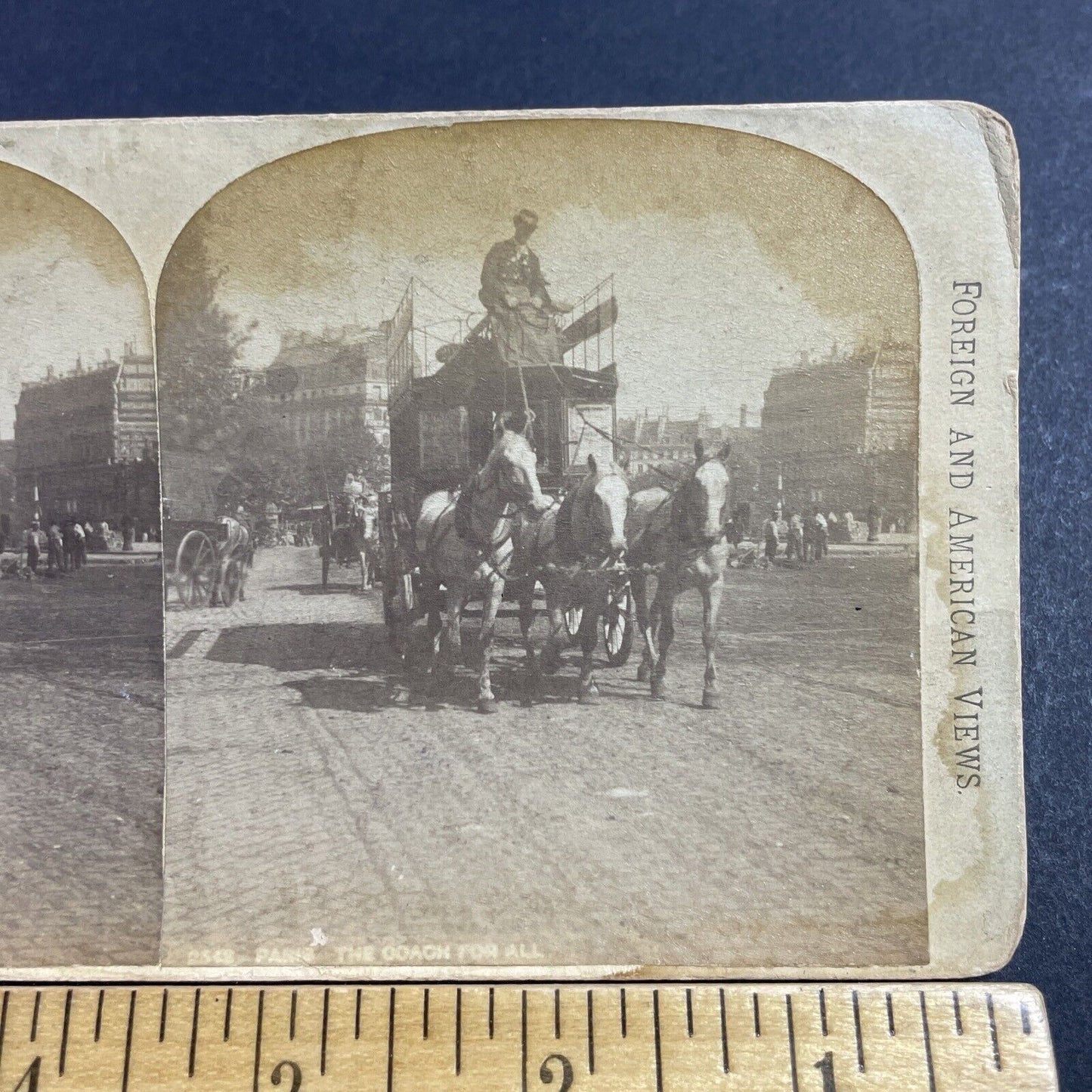 Antique 1880s Stage Coach In Paris France Stereoview Photo Card P1980-09