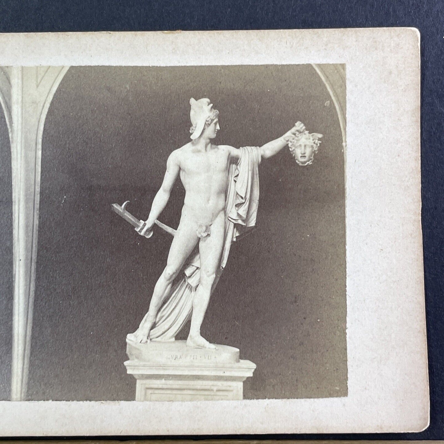 Perseus with Severed Medusa Head Stereoview Antonio Canova Antique c1871 X3563