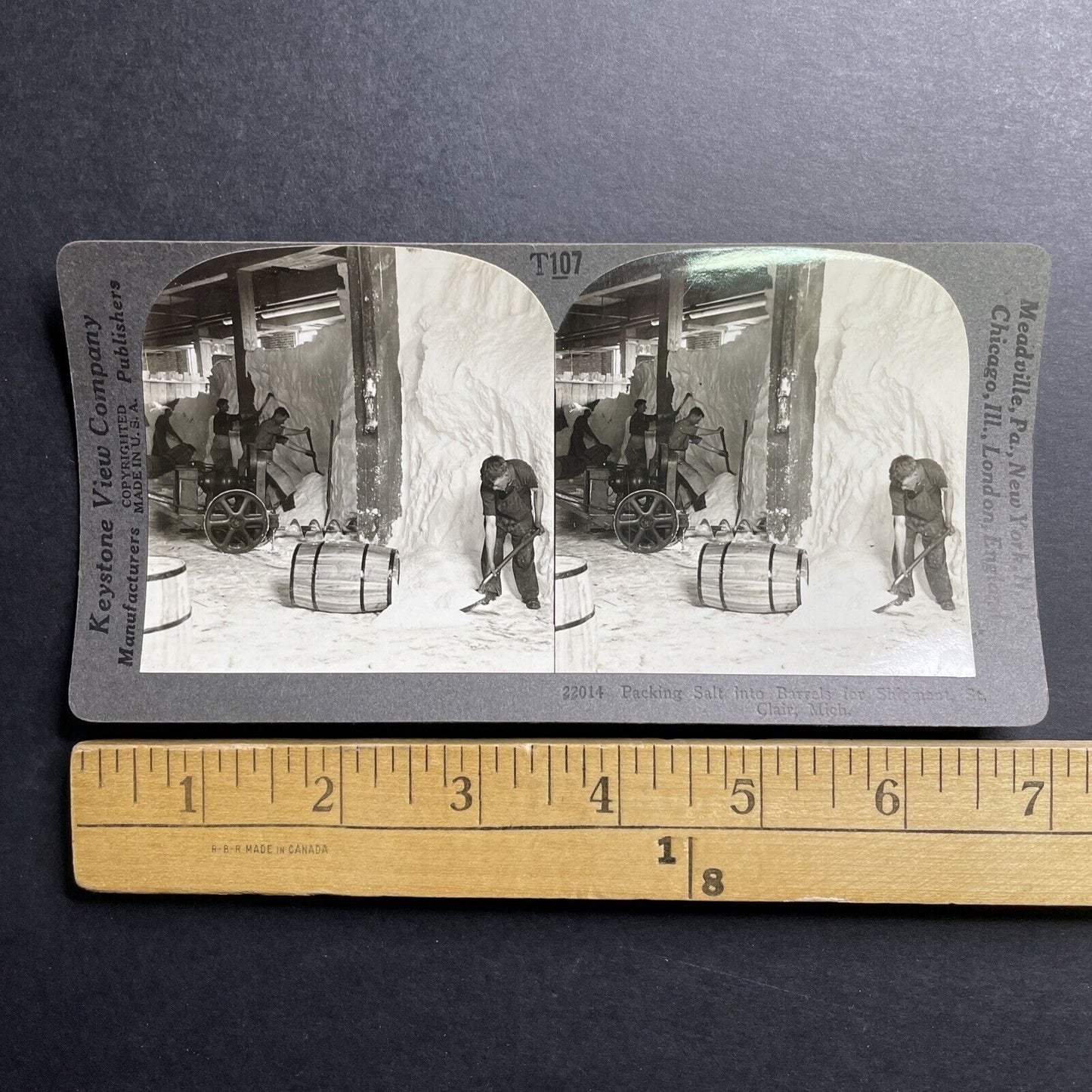 Antique 1915 Salt Packing Factory St. Clair Michigan Stereoview Photo Card P1531