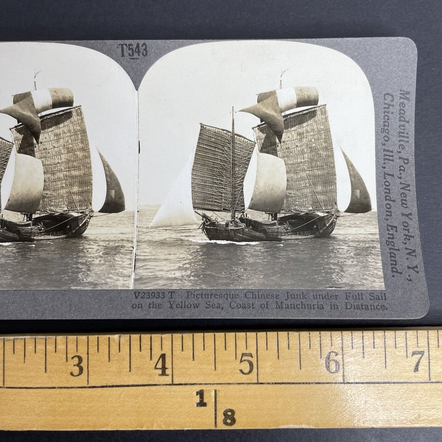 Antique 1912 Chinese Sailors On The Yellow Sea China Stereoview Photo Card P969