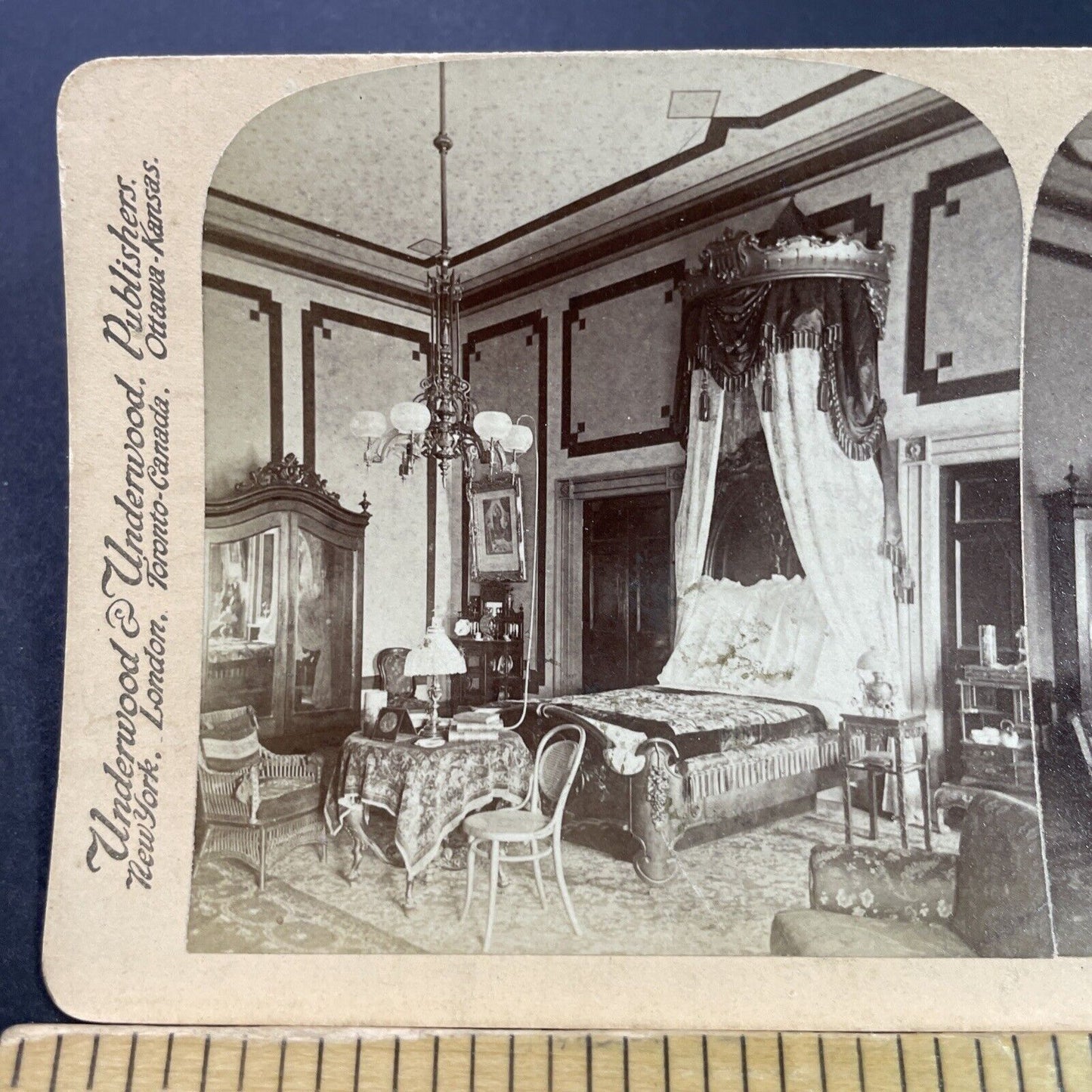 Antique 1890s Presidents Bedroom The White House DC Stereoview Photo Card P3852