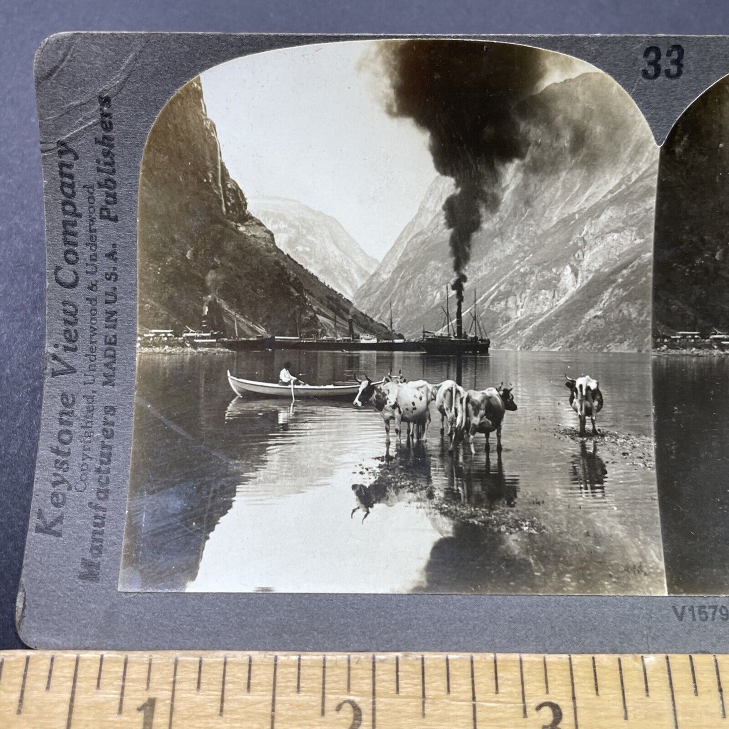 Antique 1910s Gudvangen Village Norway Stereoview Photo Card P2796