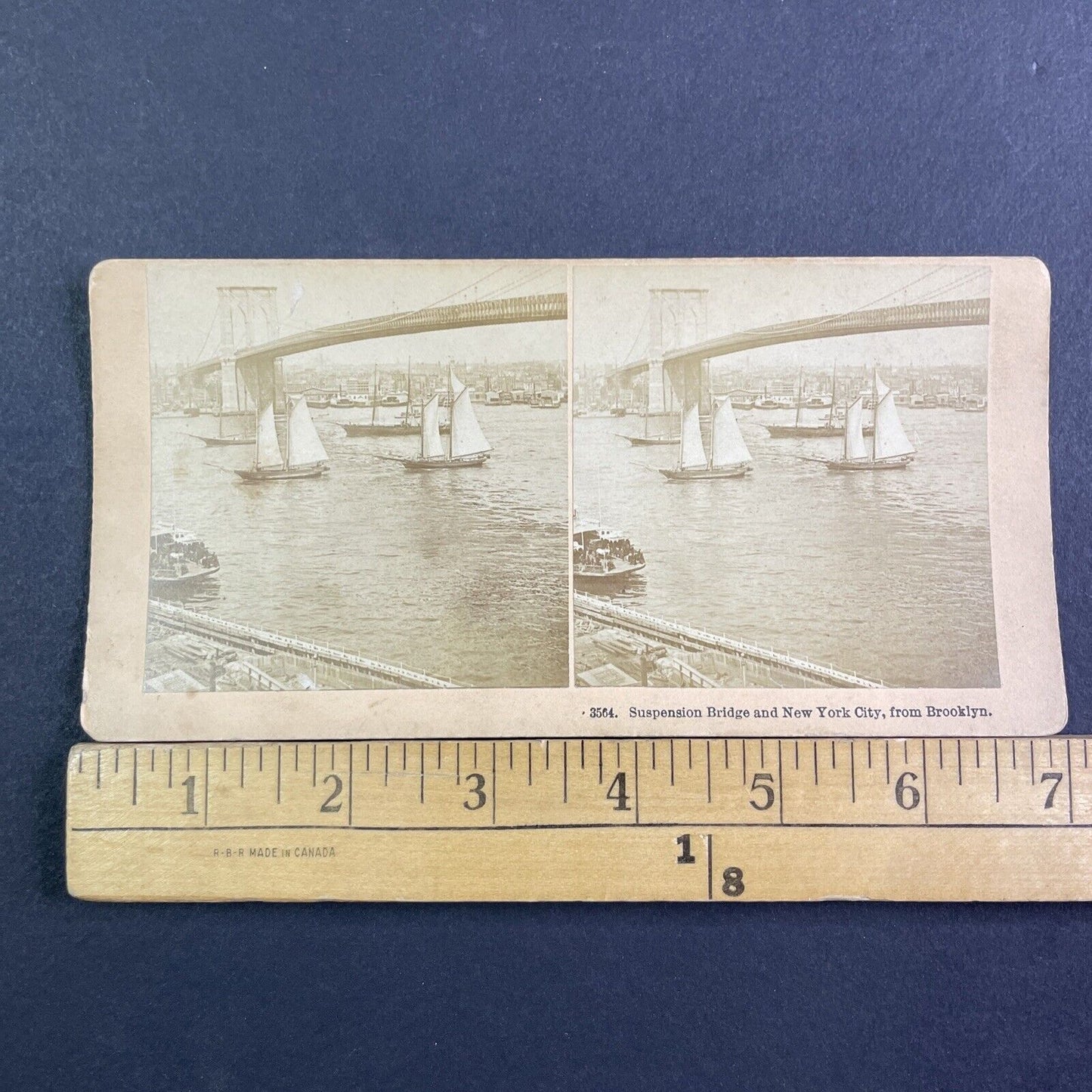 Brooklyn Bridge Construction Finished Stereoview Manhattan Antique c1883 X3180