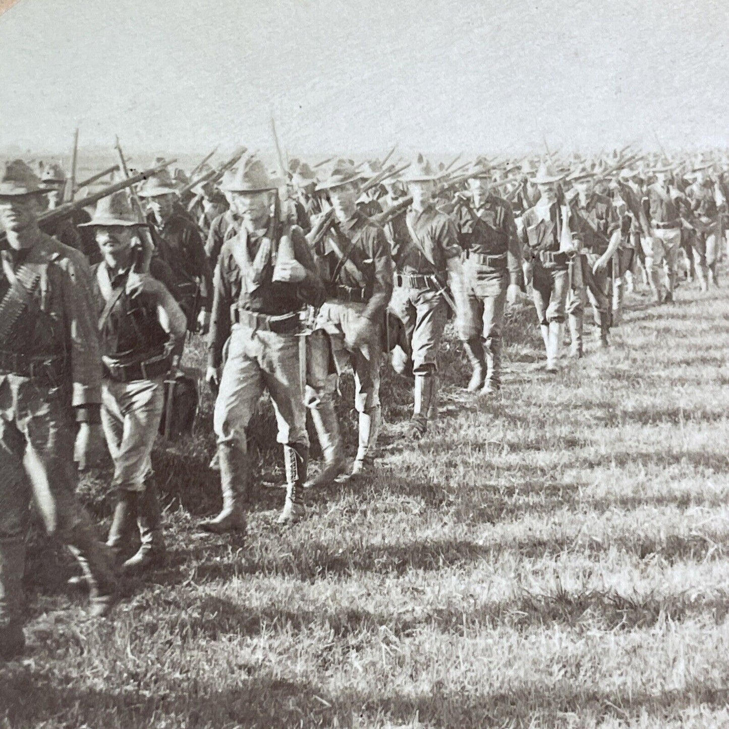 United States Infantry Army MArching To Orders Stereoview Antique c1900 X3533