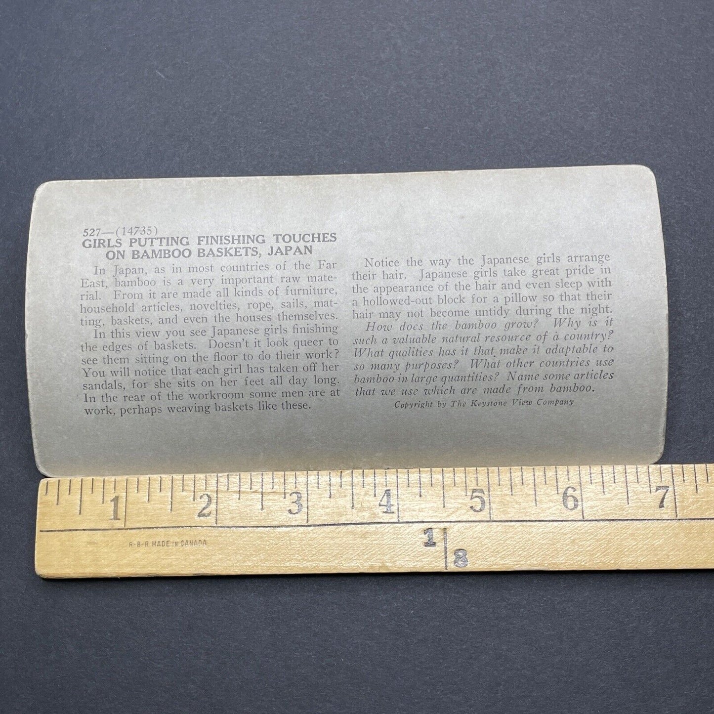 Antique 1920s Teenage Girls Making Baskets Japan Stereoview Photo Card P2058