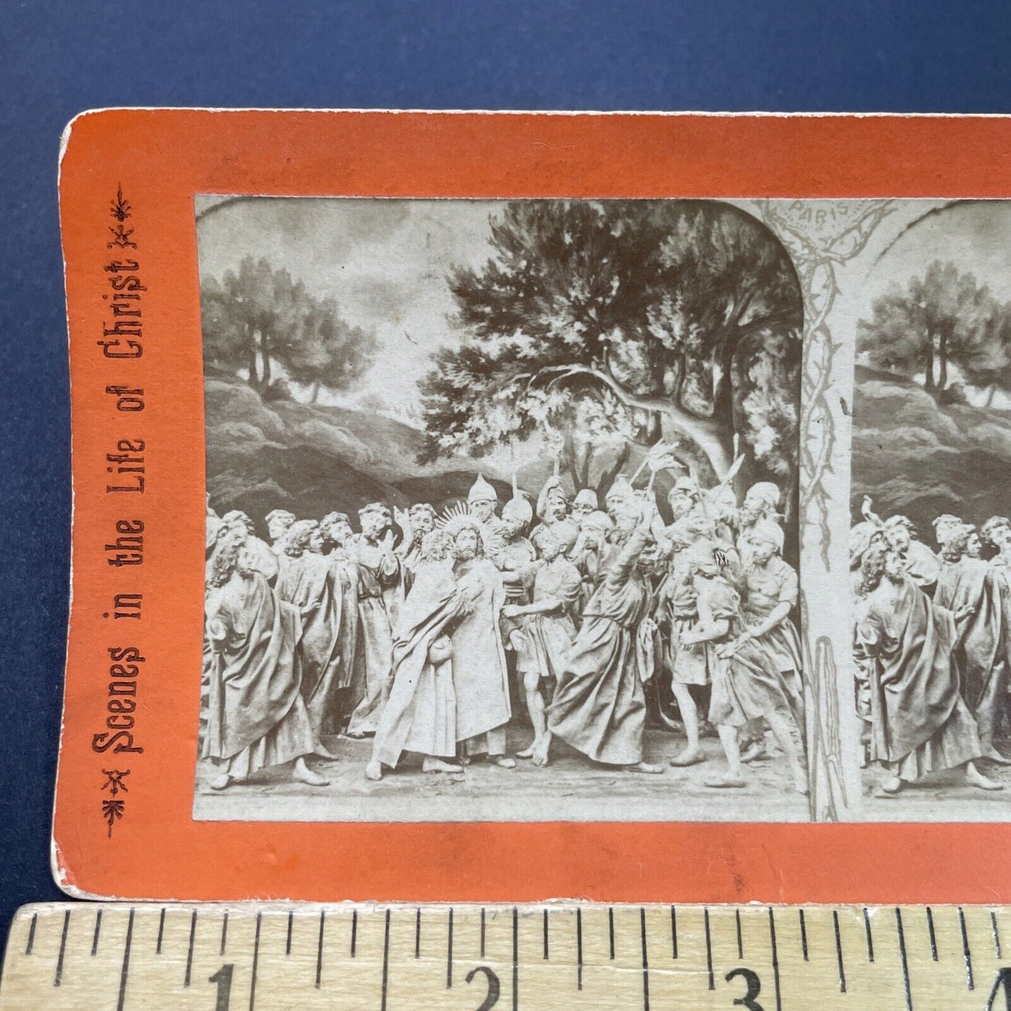 Antique 1880s Judas Betraying Jesus Christ Stereoview Photo Card P3138