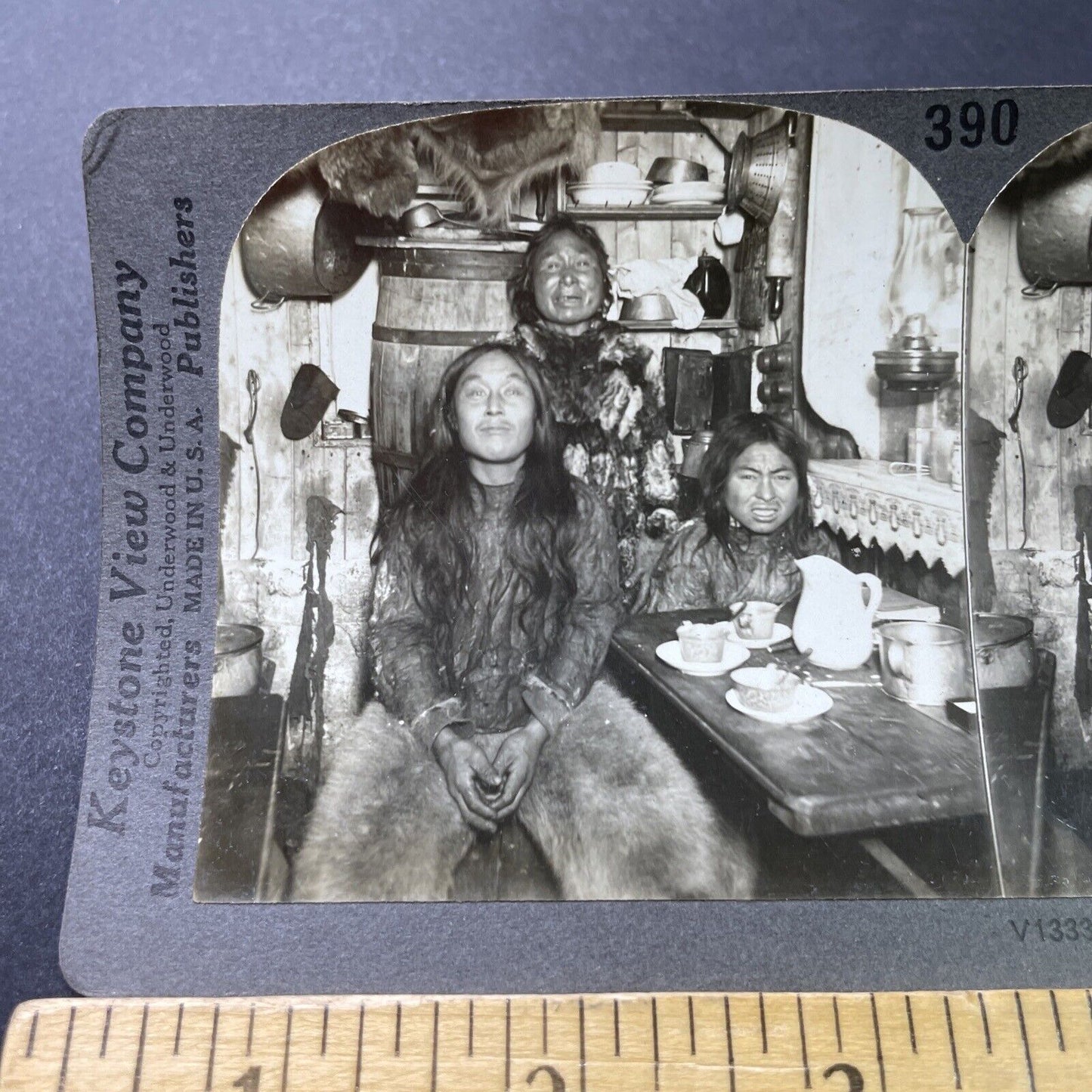 Antique 1890s Inuit Eskimo Alexandra Fiord Nunavut Stereoview Photo Card P3162