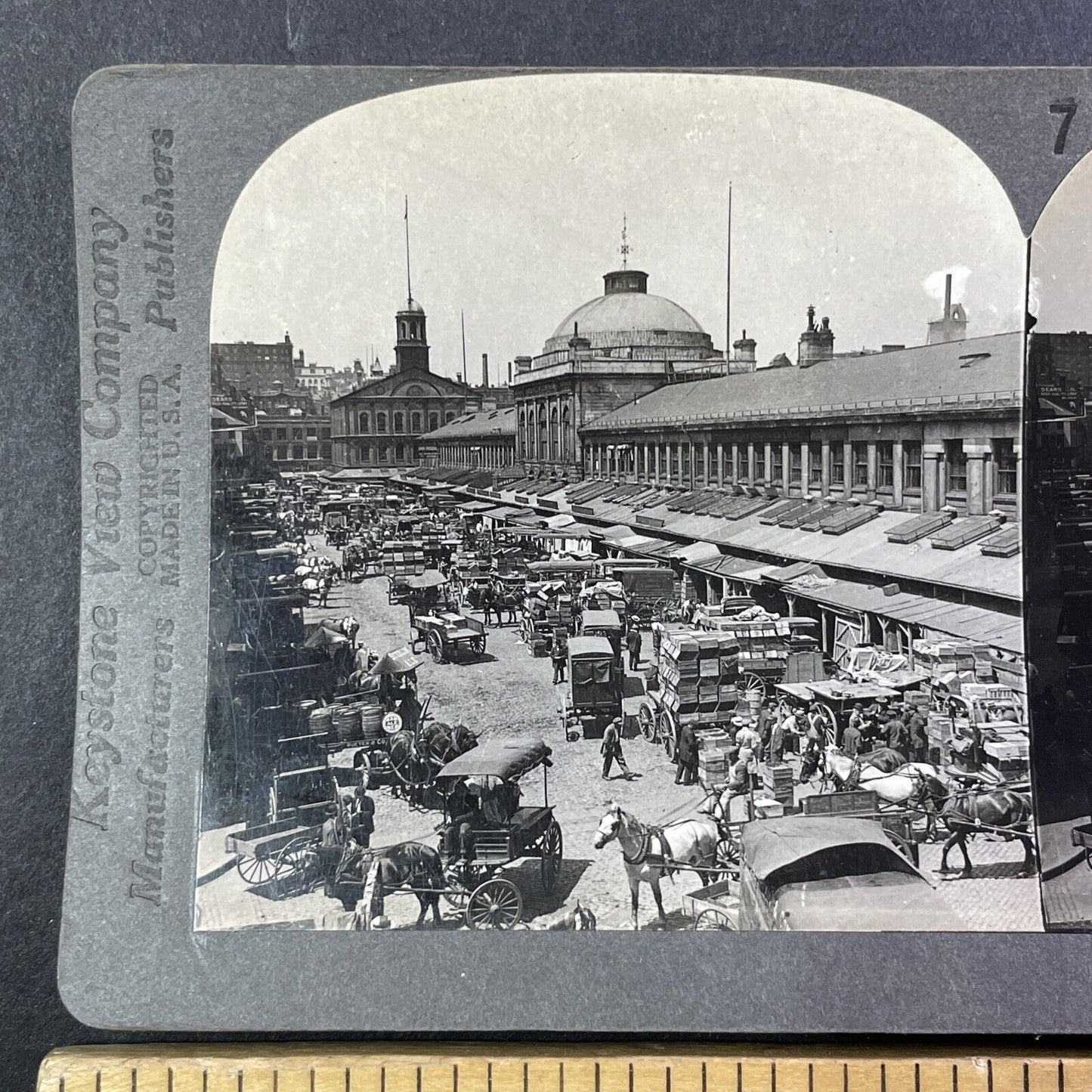 Faneuil Hall Boston Massachusetts Stereoview Quincy Market Antique c1903 Y521