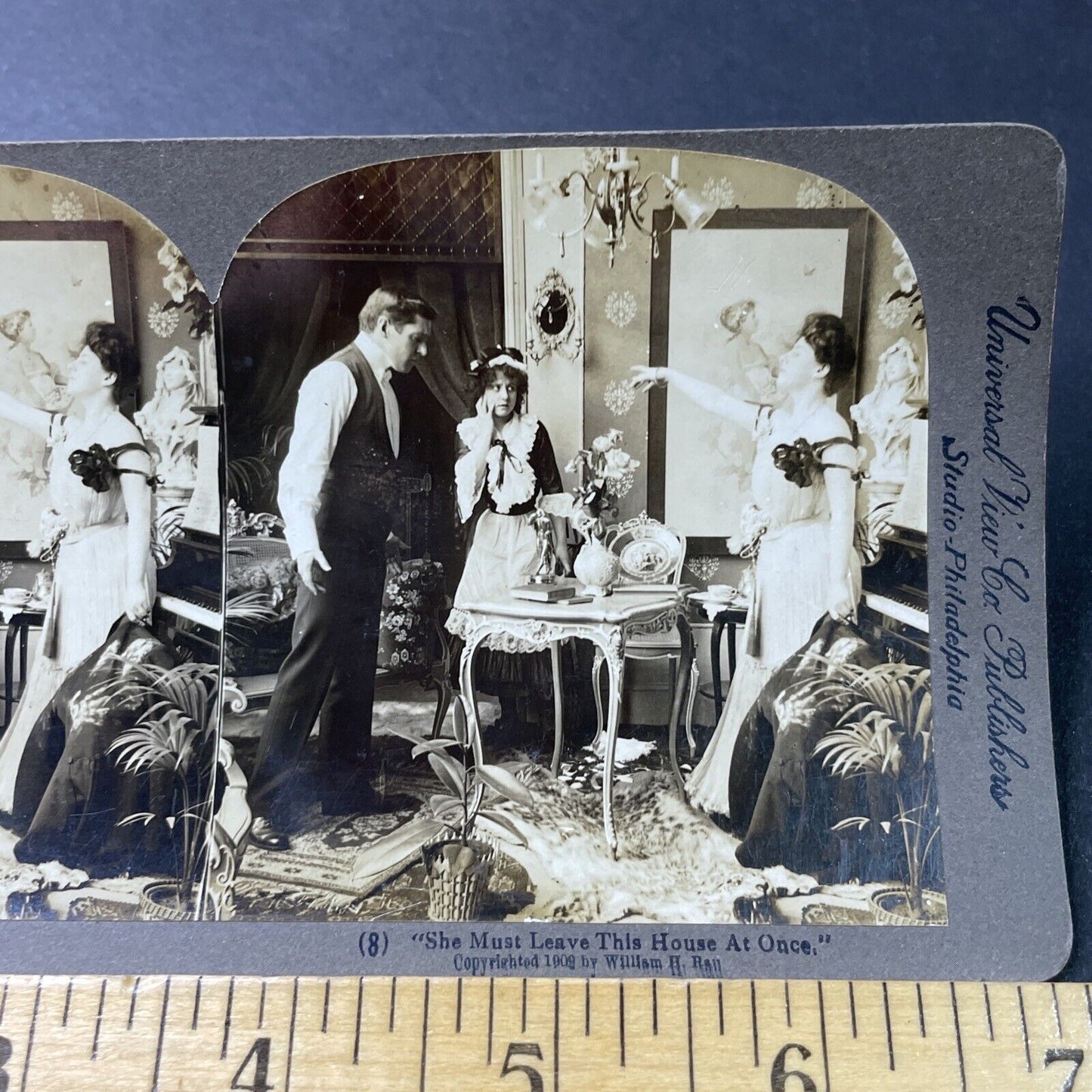 Antique 1902 Woman Scolds Mistress Maid Servant Stereoview Photo Card P3014