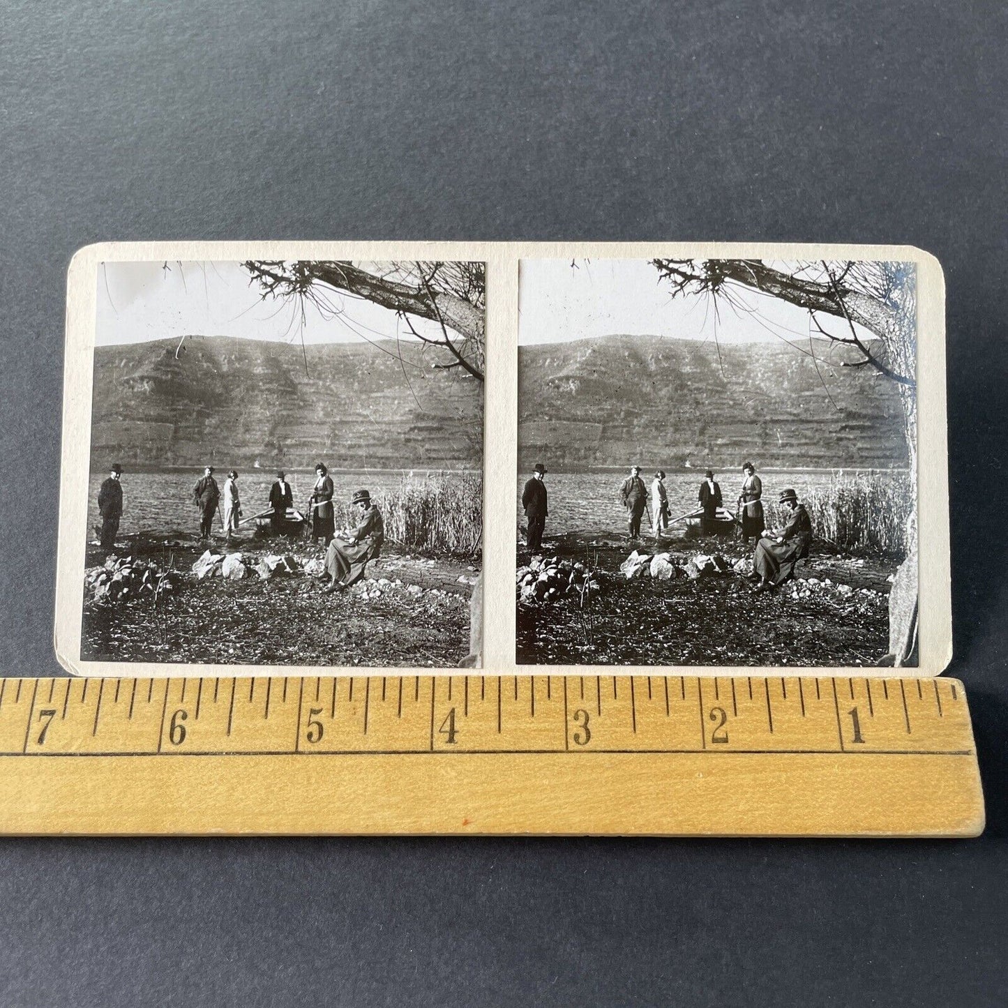 Antique 1925 Wealthy Family Lake Nemi Italy OOAK Stereoview Photo Card P3265