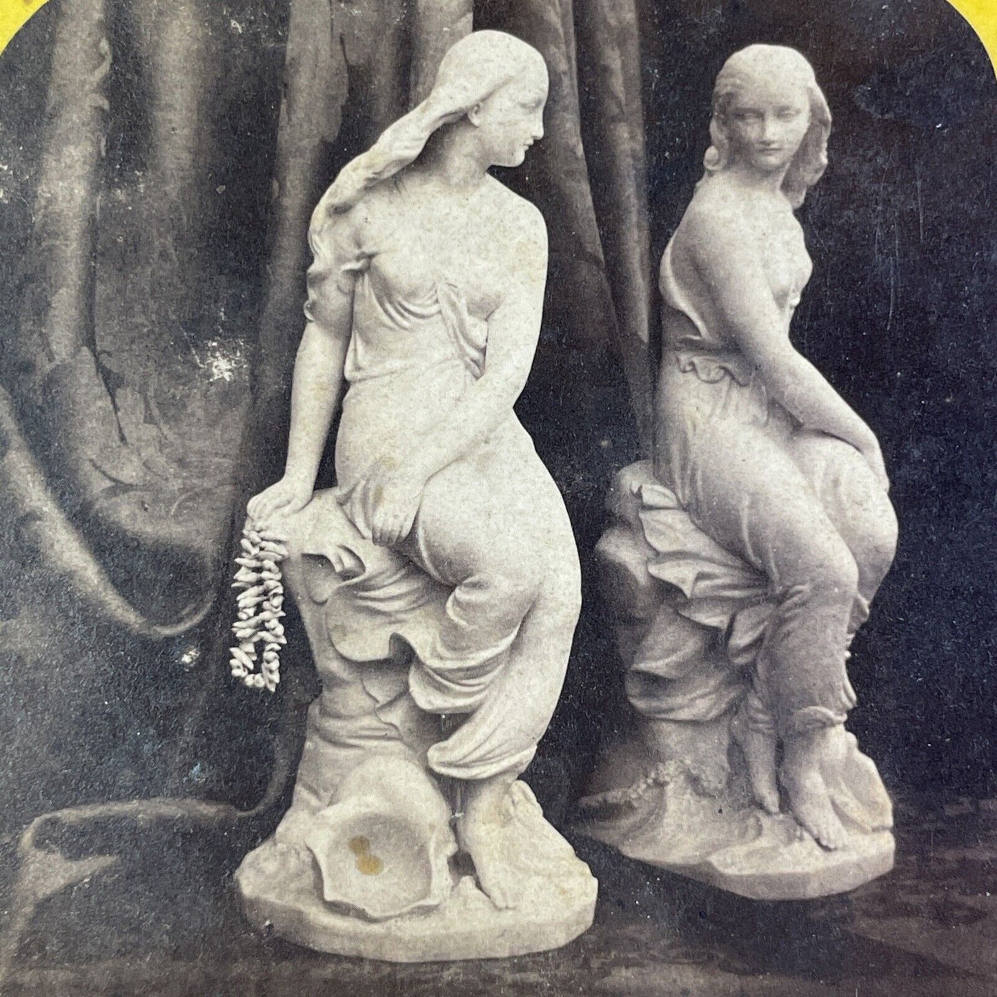 Alabaster Statue Of Miranda Woman Stereoview William England Antique c1870 X3618