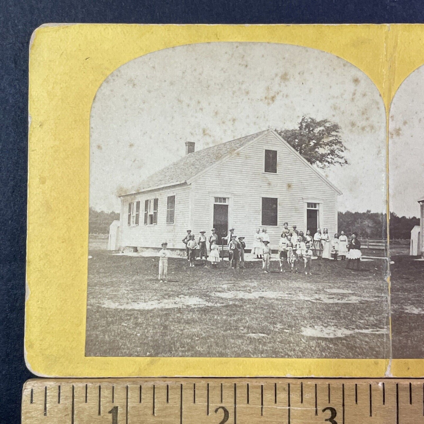 Kingston New Hampshire Common School Stereoview Photo Card Antique 1870 X840