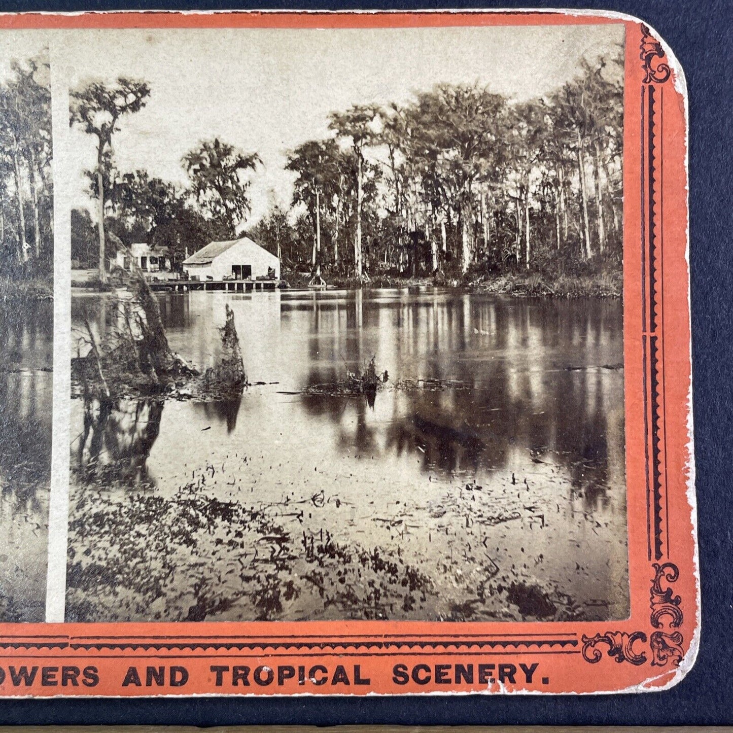 Silver Springs Hotel Lodge Florida Stereoview Ocklawaha River 1870s Y2486 CREASE