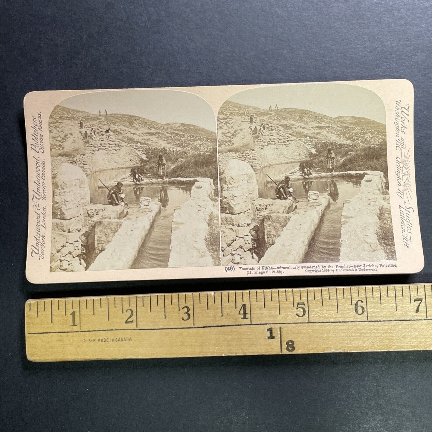 Antique 1899 Elishas Spring Jericho Israel Palestine Stereoview Photo Card P1384