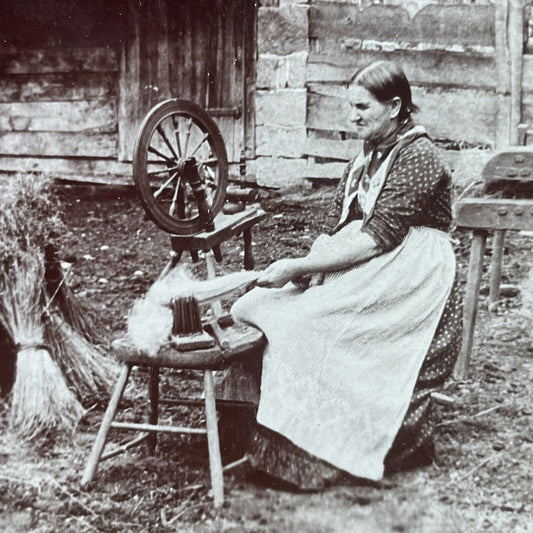 Antique 1880s Woman Spins Wool St. Louis Missouri Stereoview Photo Card P3115