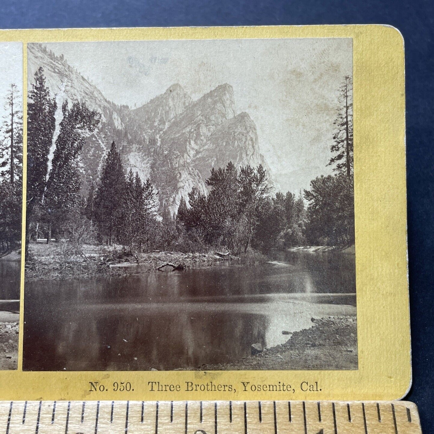 Antique 1870s Three Brothers Yosemite California Stereoview Photo Card P2268