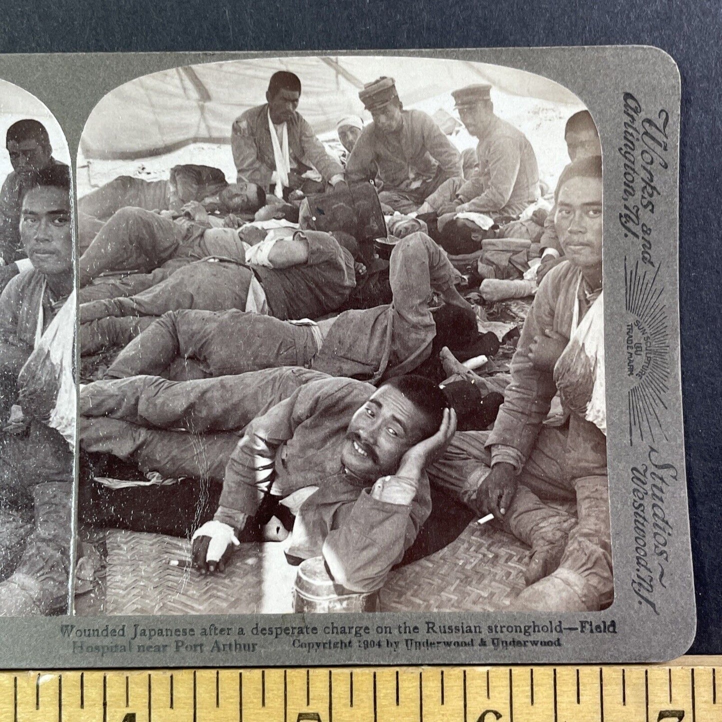 Wounded Japanese Soldiers Stereoview Russia-Sino War Antique c1905 X3815