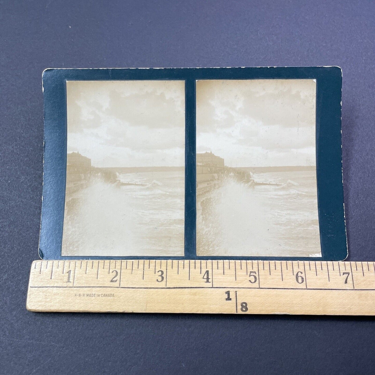 Antique 1910 Large Waves Bash Aberystwyth England UK Stereoview Photo Card V2202