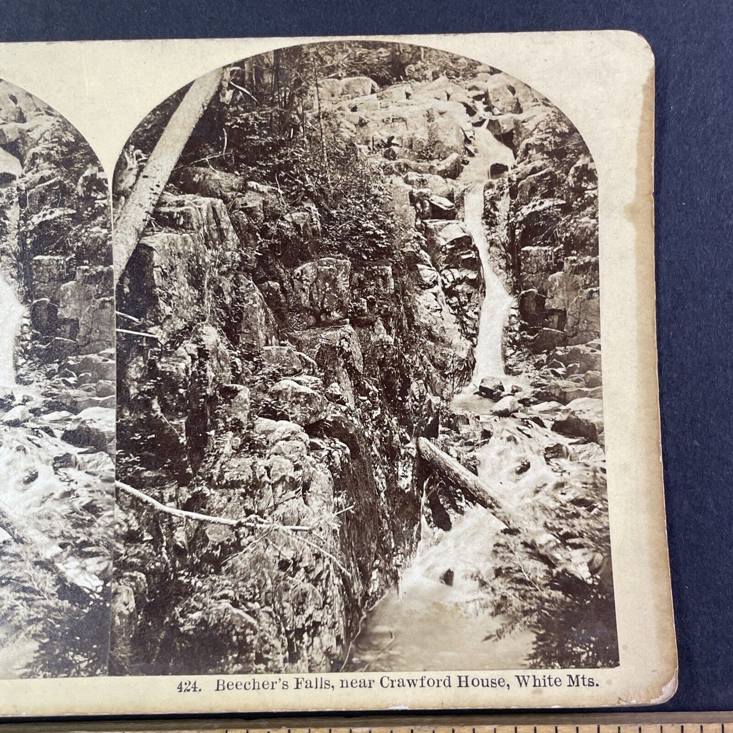 Beecher's Falls Gorge Crawford House Stereoview New Hampshire c1870s Y1879