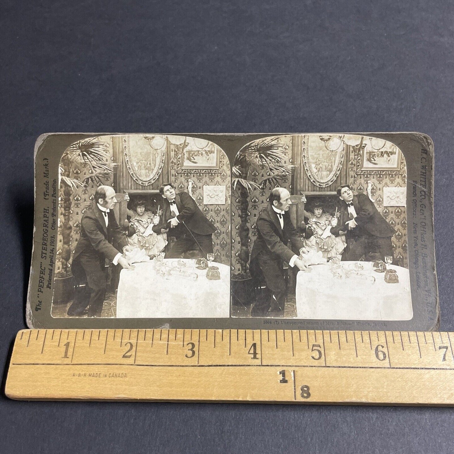 Antique 1903 Man Hides His Mistress In A Closet Stereoview Photo Card P4818