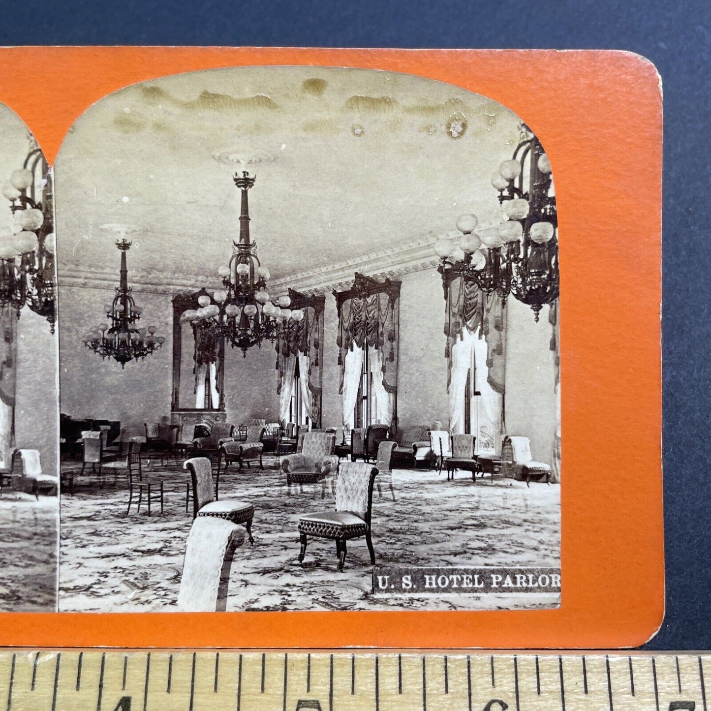 Antique 1870s The US Hotel Saratoga Springs New York Stereoview Photo Card V498