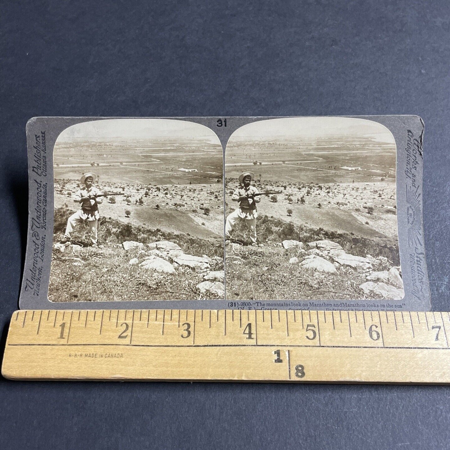 Antique 1898 Armed Greek Rebel Marathon Greece Stereoview Photo Card P4436