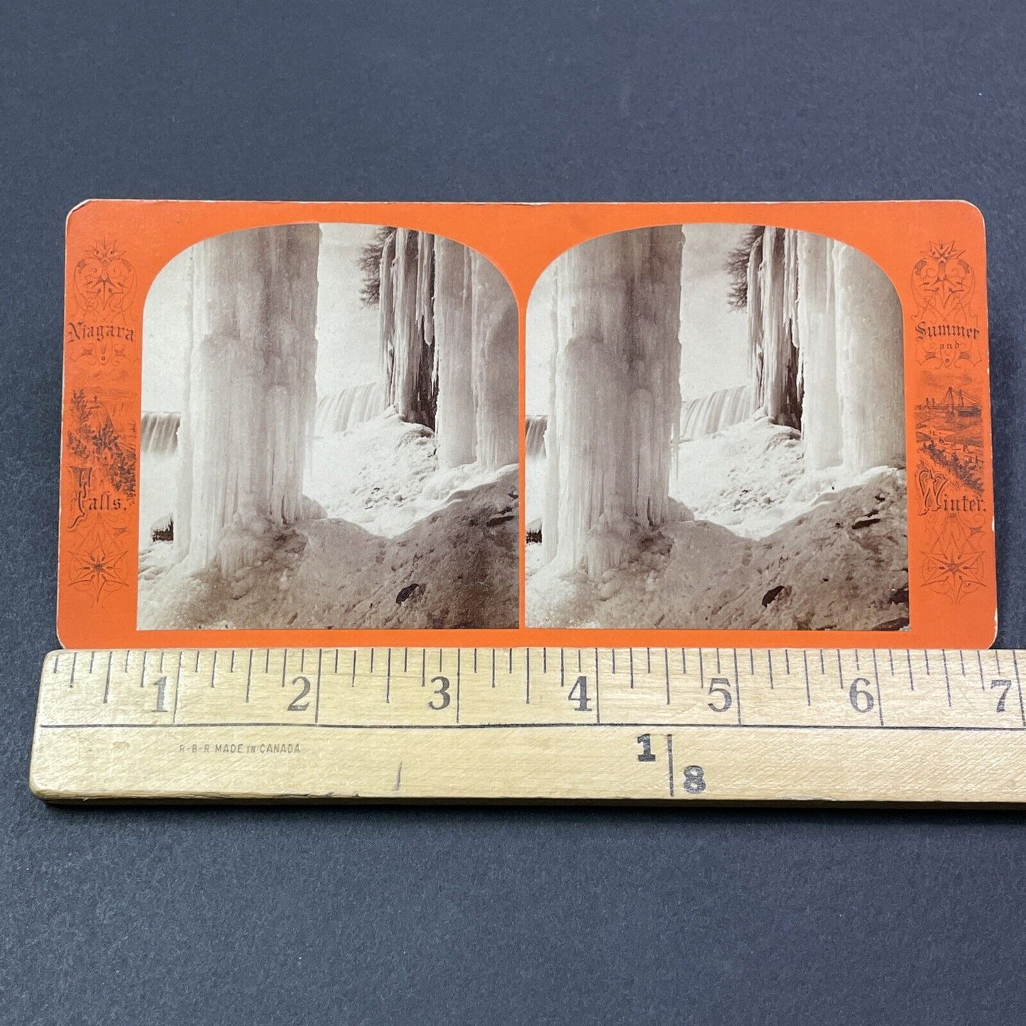 Antique 1870s Bottom Of Niagara Falls Ontario Side Stereoview Photo Card V1910