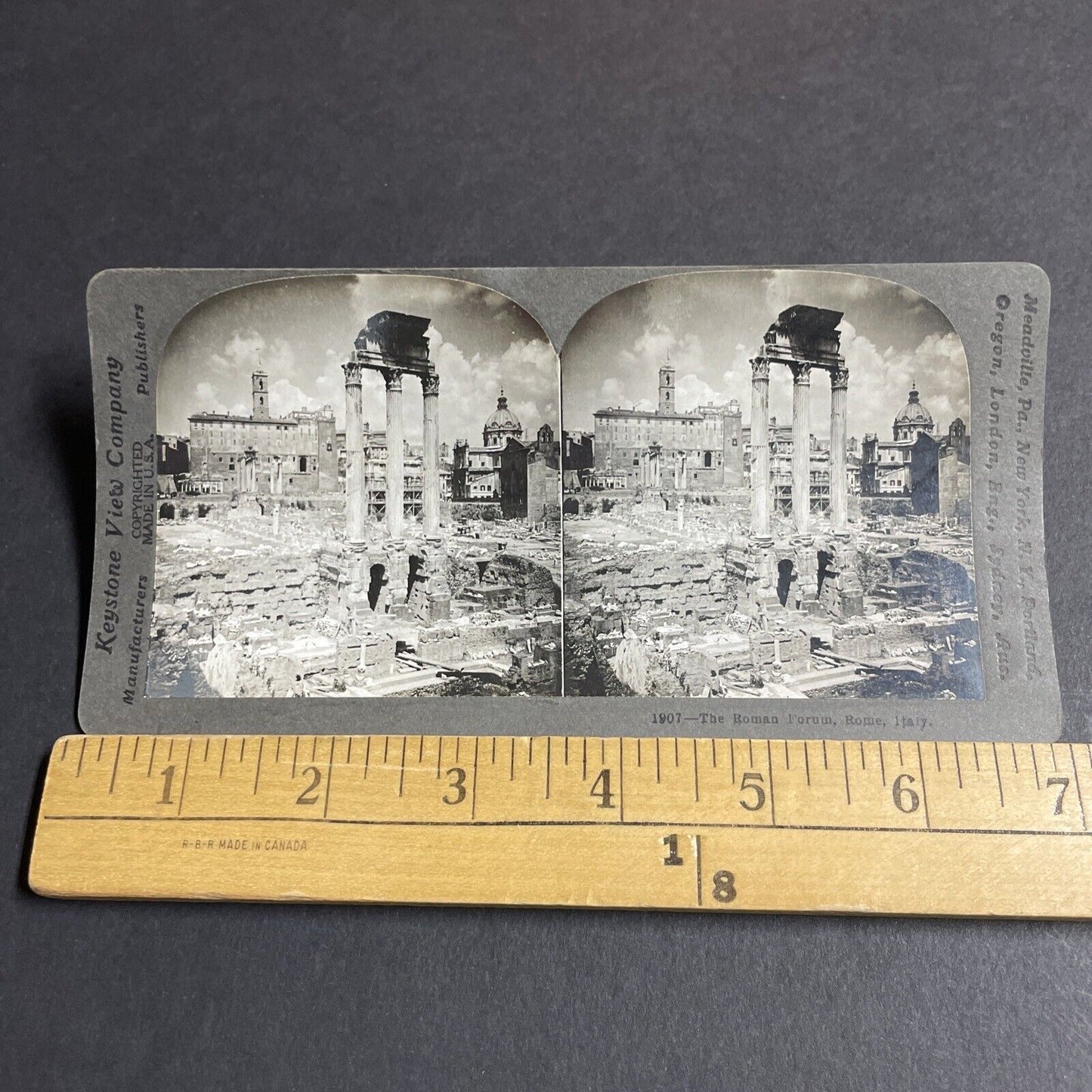 Antique 1909 The Roman Forum In Ruins Rome Italy Stereoview Photo Card P4257