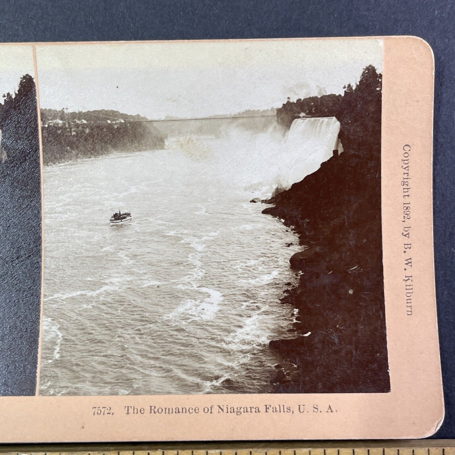 Maid of the Mist Ferry Boat Tour Stereoview Niagara Falls Antique c1892 Y1868