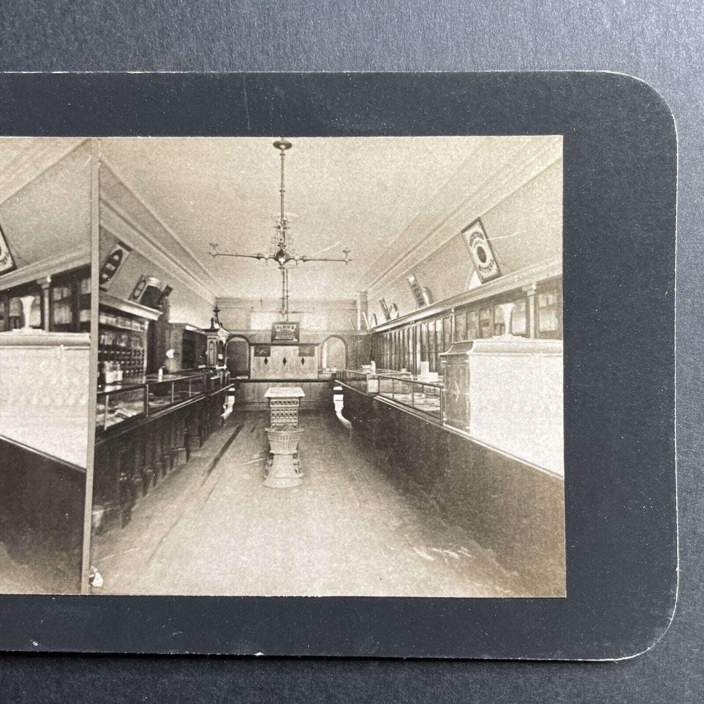 Vintage 1985 Interior Of An 1875 Pharmacy Stereoview Photo Card P1619